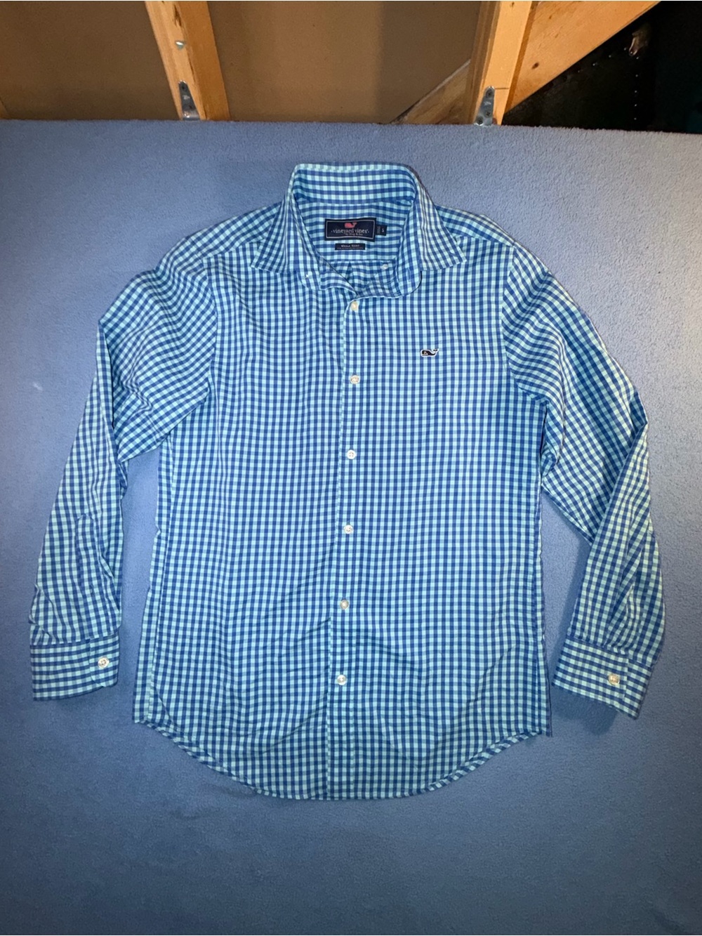 Vineyard Vines Blue and White Gingham Button-Down Shirt